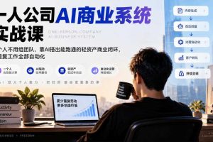 一人公司AI商业系统实战课,一个人不用组团队,靠AI搭出能跑通的轻资产商业闭环,把重复工作全部自动化