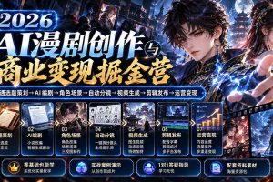 (20906期)【无水印】2026AI漫剧创作与商业变现掘金营:打通选题→AI编剧→角色场景→自动分镜→视频生成→剪辑发布→运营变现
