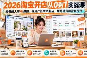 2026淘宝开店从0到1实战课,教普通人用AI做图、轻资产低成本起店,拒绝铺货和盲目囤货