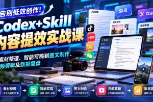 (20915期)【无水印】告别低效创作!Codex+Skill内容提效实战课:从素材整理、智能写稿到图文制作、视频剪辑及数据复盘