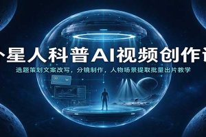 外星人科普AI视频创作课:选题策划文案改写,分镜制作,人物场景提取批量出片教学