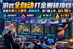 游戏全自动打金搬砖项目,全程无需人工值守,解放双手,低门槛上手,日入1K+【揭秘】