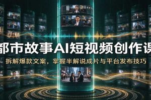 都市故事AI短视频创作课:拆解爆款文案,掌握半解说成片与平台发布技巧
