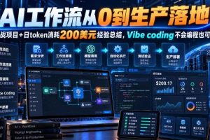AI工作流从0到生产落地，实战项目+日token消耗200美刀经验总结，Vibe coding不会编程也可以学