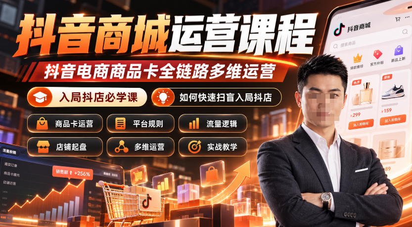 抖音商城运营课程,抖音电商商品卡全链路多维运营,入局抖店必学课, 如何快速扫盲入局抖店(更新26年10月)