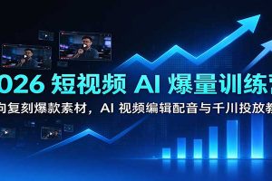 2026短视频AI爆量训练营:逆向复刻爆款素材,AI视频编辑配音与千川投放教学