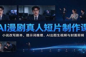 AI漫剧真人短片制作课:小说改写剧本,提示词推理、AI出图生视频与封面剪辑