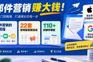 【无水印】邮件营销賺大钱!邮件营销的全流程,22套即用型营销活动与110+封邮件模板,还能解决苹果谷歌垃圾邮件问题【原创双语字幕】