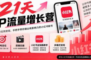 21天IP流量增长营,小红书全链路教学,账号定位剪辑实操,多模式变现系统课