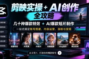 剪映实操+AI创作全攻略|几十种爆款特效+AI爆款短片制作,一站式搞定账号搭建、内容运营、涨粉与变现