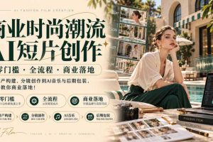 商业时尚潮流AI短片创作｜零门槛・全流程・商业落地，从资产构建、分镜创作到AI音乐与后期包装，直接教你商业落地！