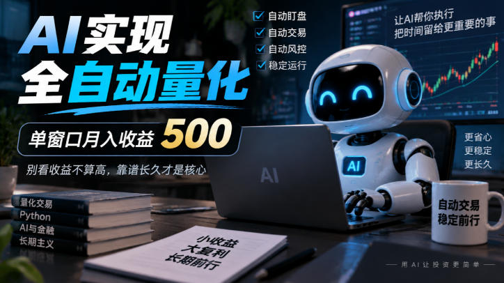AI实现全自动量化,单窗口月入收益500,别看收益不算高,靠谱长久才是核心【揭秘】