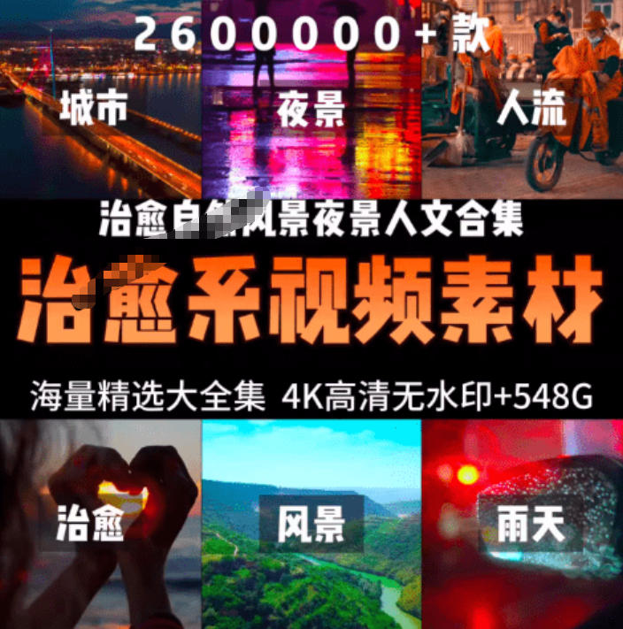 氛围感3W+海量高清剪辑实况素材,含雨天、雪天、夜景、街道等经典场景,伤感唯美励志短视频无水印素材