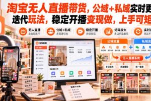淘宝无人直播带货，公域+私域实时更新迭代玩法，稳定开播变现做，上手可矩阵【揭秘】