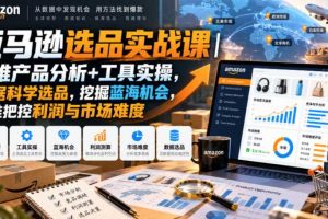 亚马逊选品实战课|多维产品分析+工具实操,数据科学选品,挖掘蓝海机会,精准把控利润与市场难度