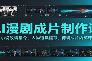 AI漫剧成片制作课:小说改编指令、人物道具提取,剪辑成片全流程