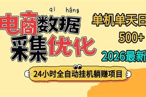24小时全挂机,单机单天收益 500+,电商数据采集优化