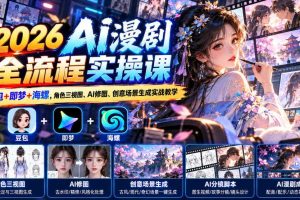 【无水印】2026 AI漫剧全流程实操课｜豆包+即梦+海螺，角色三视图、AI修图、创意场景生成实战教学