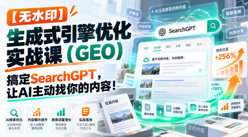 【无水印】生成式引擎优化（GEO）实战课：搞定SearchGPT，让AI主动找你的内容！【原创双语字幕】