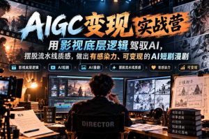 AIGC变现实战营，用影视底层逻辑驾驭AI，摆脱流水线质感，做出有感染力、可变现的AI短剧漫剧