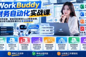 （21131期）WorkBuddy财务自动化实战课：从软件安装、智能体配置到Excel报表处理、财税分析与集团批量办公全流程教学