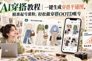 AI穿搭教程｜一键生成穿搭平铺图，精准起号涨粉，轻松做穿搭OOTD账号