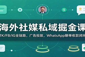 海外社媒私域掘金课:TK/FB/IG全链路,广告投放,WhatsApp聊单收款闭环