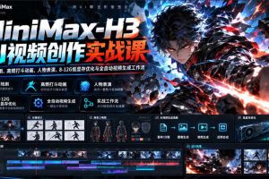 MiniMax-H3 AI视频创作实战课，掌握AI短剧、高燃打斗动画、人物表演、8-12G低显存优化与全自动视频生成工作流
