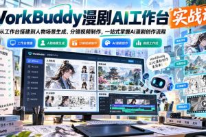 WorkBuddy漫剧AI工作台实战课：从工作台搭建到人物场景生成、分镜视频制作，一站式掌握AI漫剧创作流程