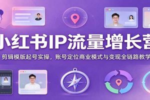小红书IP流量增长营：剪辑模版起号实操，账号定位商业模式与变现全链路教学